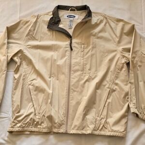 Old Navy Mens XL Windbreaker Jacket Tan Beige Full Zip Mesh Lined RN 54023